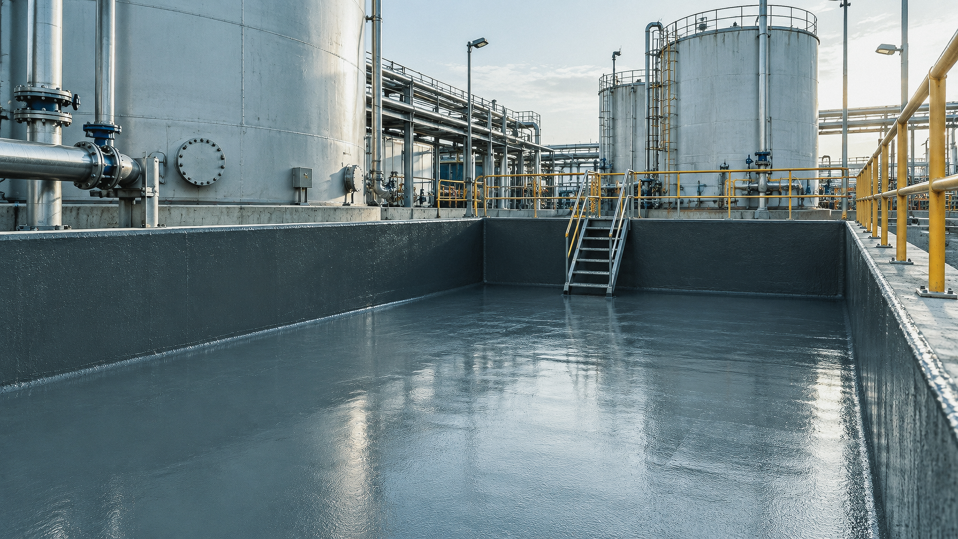 Polyurea-protected industrial containment area